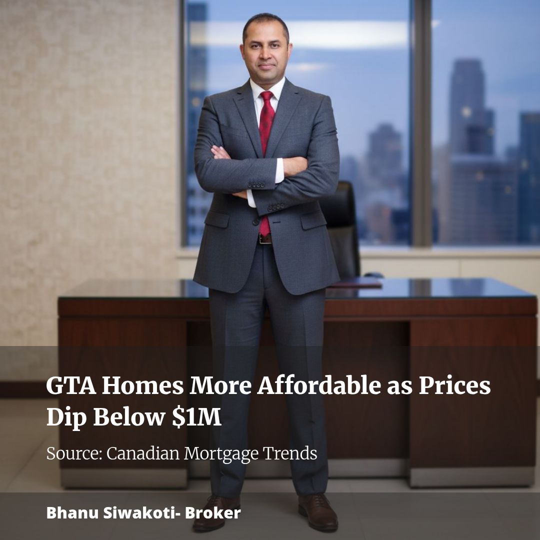 GTA Homes More Affordable as Prices Dip Below $1M